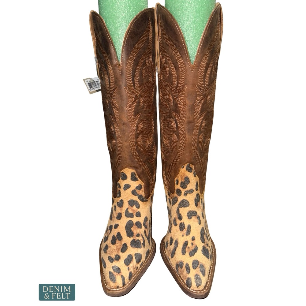 NEW Dingo By Dan Post Hensley Leopard Snip Toe Western Cowboy Boots 7.5M - Picture 7 of 15
